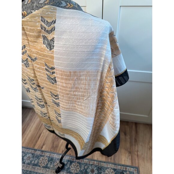 Vtg jim Renor Geometric Silk Square Scarf Black/Gold/White Retro luxury Italy - Picture 7 of 10